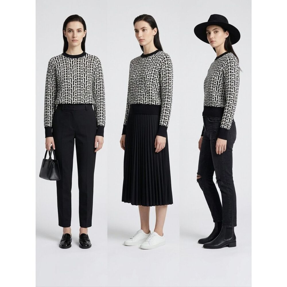 debut Navy and Ivory Marled Stripe Sweater